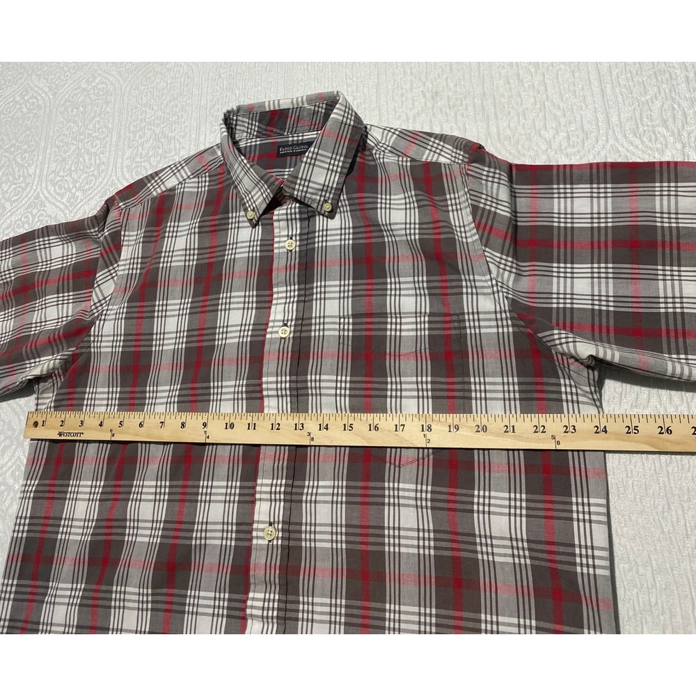 Faded Glory Mens Plaid Short Sleeve Button Down Shirt Grey Granite Red Large L - Picture 6 of 6